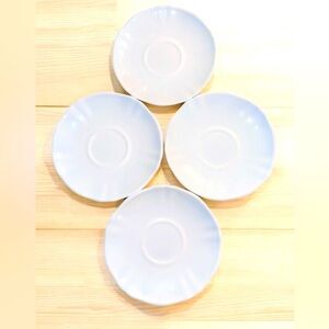 Vintage Arcopal France Milk White Porcelain Scalloped Saucers ~ EUC~ Set of 4
